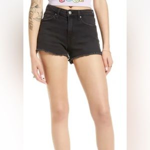 BP Black Wash Denim Jean Shorts 100% Cotton Frayed Hem High Rise Size 26 NWT